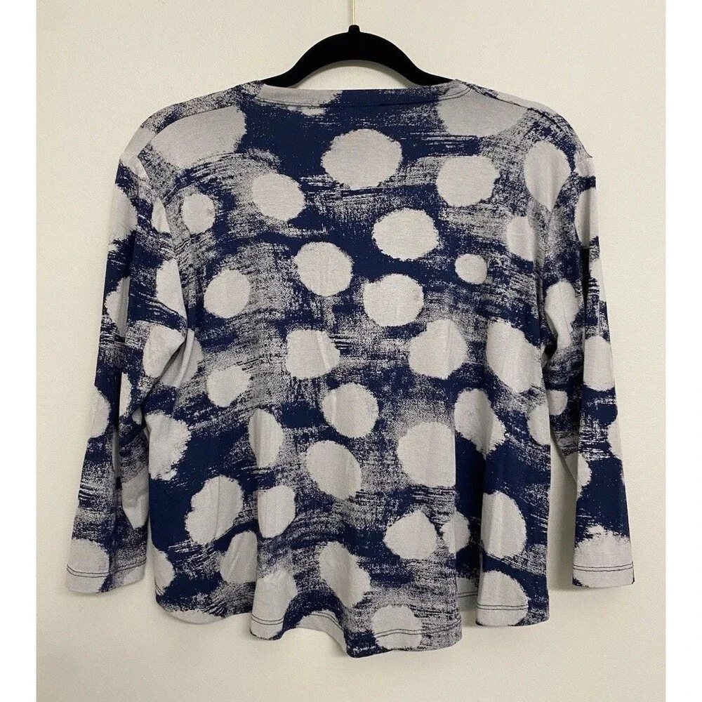Alembika Cloud Crop Cardigan Jacket Women’s 0 Blue Polka Dot Abstract Lagenlook